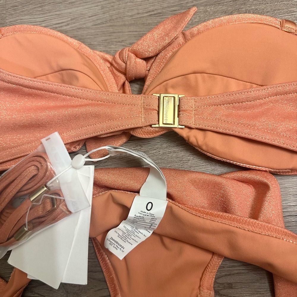 Zimmermann Pattie Shimmer Bikini Set In Apricot Size AU 0 - Picture 3 of 4